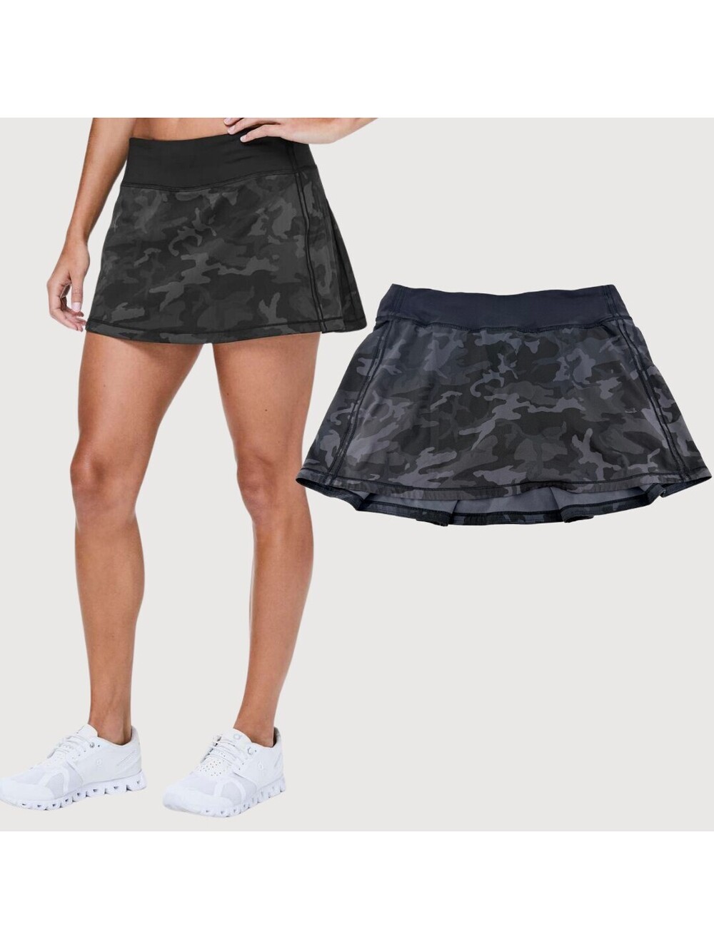 Lululemon Pace Rival Tall Skirt Charcoal Camo Size 8